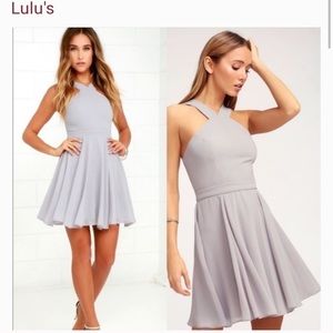 Lulus light grey fit and flare dress